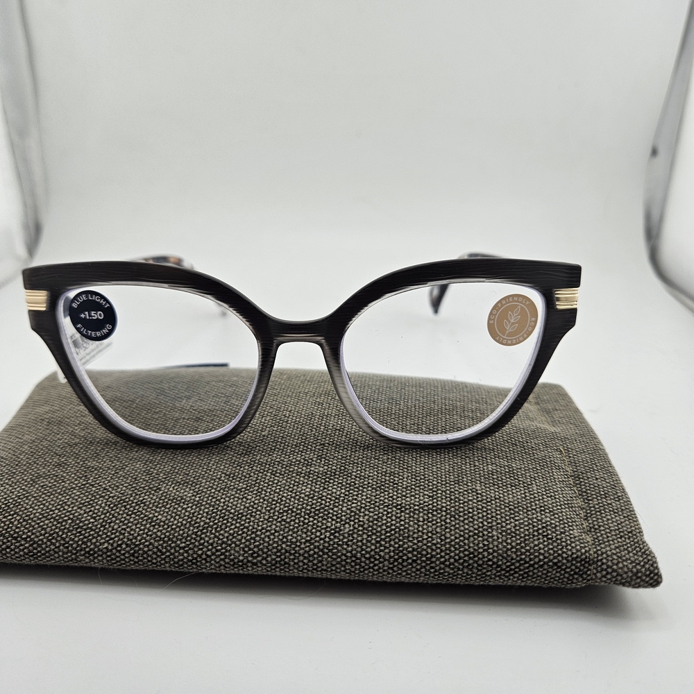 Peepers black/sand Quartz +1.50, Blue Light And Case NEW